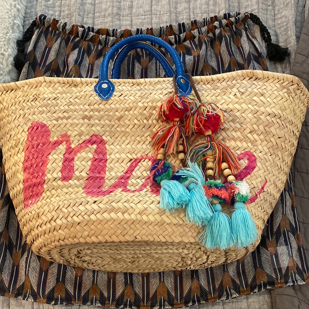 Misa Los Angeles straw beach bag